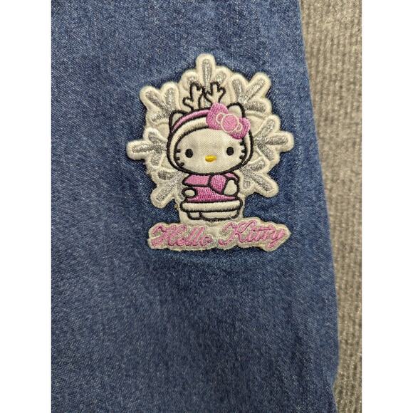 Vtg Hello Kitty Jeans Girls Large (24x25) Sanrio Smiles Y2K Patch Beaded Denim - Picture 2 of 11